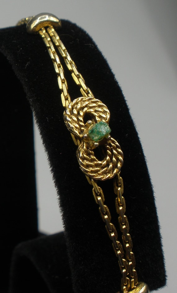 Goldette Emerald double chain bracelet