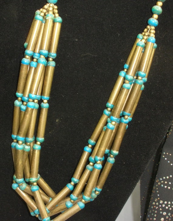 Brass and Wood Tribal Necklace