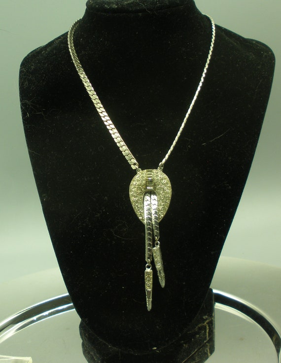 Pave Rhinestone Lariet Necklace - image 2