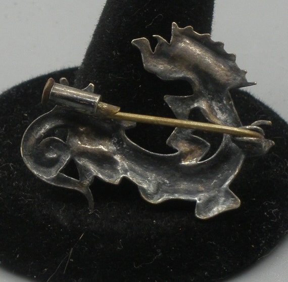 Vintage Silver French Crowned Dragon Brooch/Pin - image 4