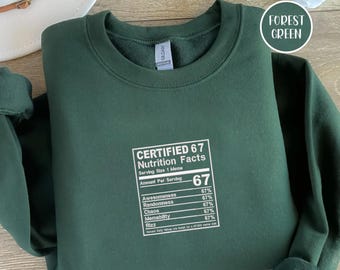 Arquivo de design de bordado: 67 fatos nutricionais de memes, bordados engraçados, seis sete, geração Alpha Z, 6, 7, seis sete, meme viral, design engraçado de números da geração Z.