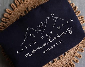 Stickdatei: Glaube kann Berge versetzen, Christliches Geschenk, Glaube, Jesus, Bibelvers, Minimal Christ, Weihnachtsstickerei.