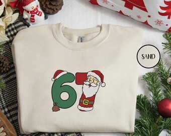 Arquivo de design de bordado: bordado de meme Six Seven, tendência de Natal 67, presente de gíria Gen-Alpha, design Six Seven, bordado 67, presente de meme.