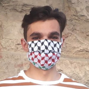 Palästinensische Flagge schwarz rot grün Keffiyeh Maske 1