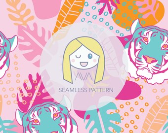 Tiger Pink - repeat print - seamless pattern - digital pattern - surface textiles - digital paper - textile design