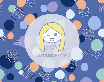 Confetti blue - repeat print - seamless pattern - digital pattern - surface textiles - digital paper - textile design