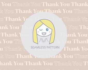 Thank you neutral - repeat print + free sticker file - seamless pattern - digital pattern - surface textiles - textile design - tissue paper