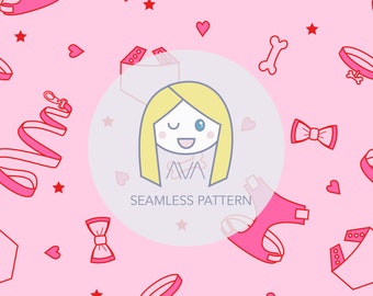 Dog Brand Pink - repeat print - seamless pattern - digital pattern - surface textiles - digital paper - textile design