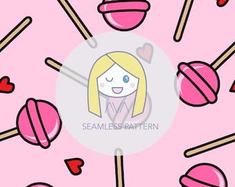 Lollies pink - repeat print - seamless pattern - digital pattern - surface textiles - digital paper - textile design