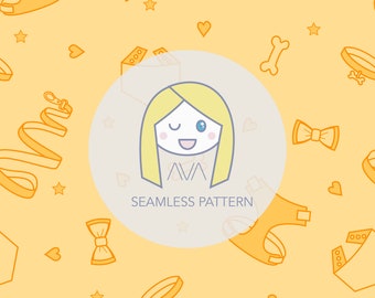 Dog Brand Yellow - repeat print - seamless pattern - digital pattern - surface textiles - digital paper - textile design