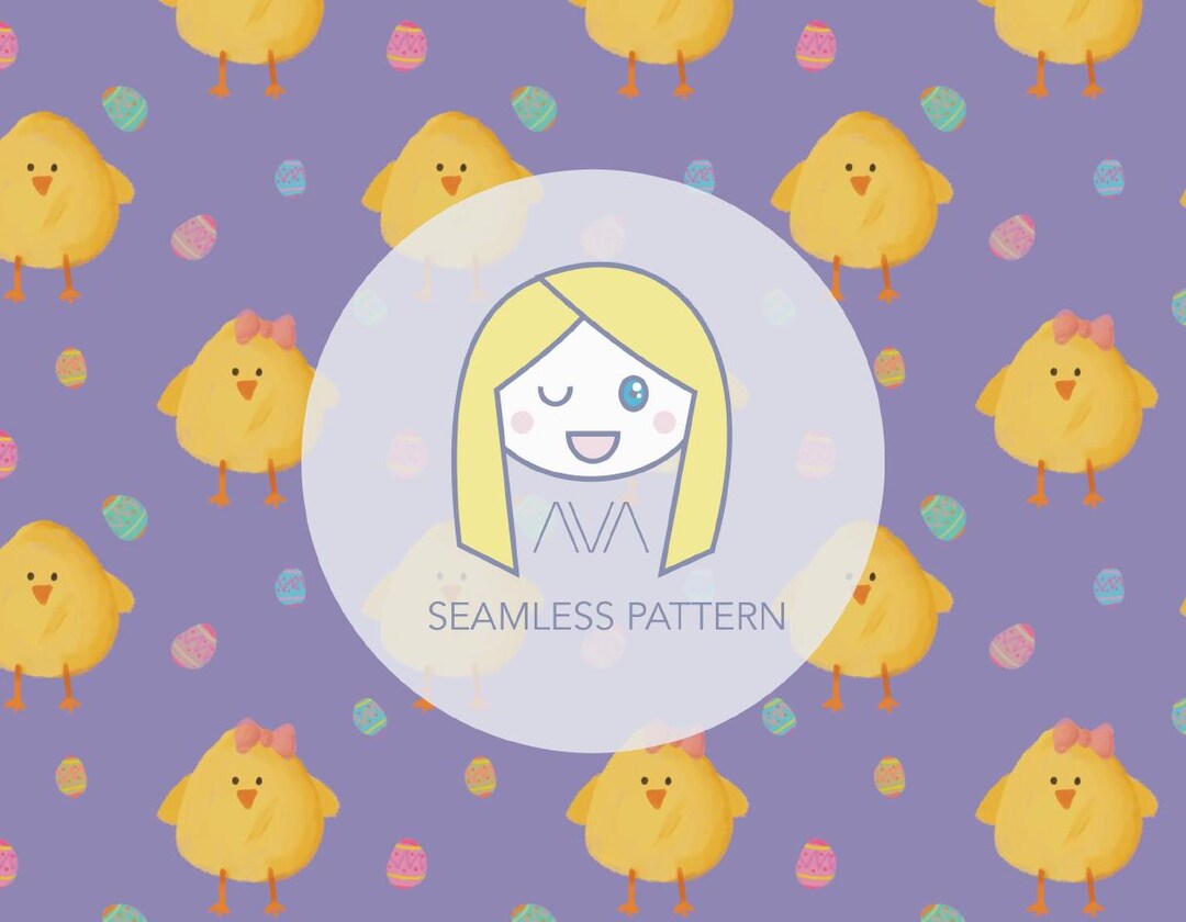 Cute Chick Drawn Easter Repeat Print - Seamless Pattern - Digital ...