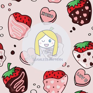 Chocolate strawberries cream - repeat print - seamless pattern - digital pattern - surface textiles - digital paper - textile design