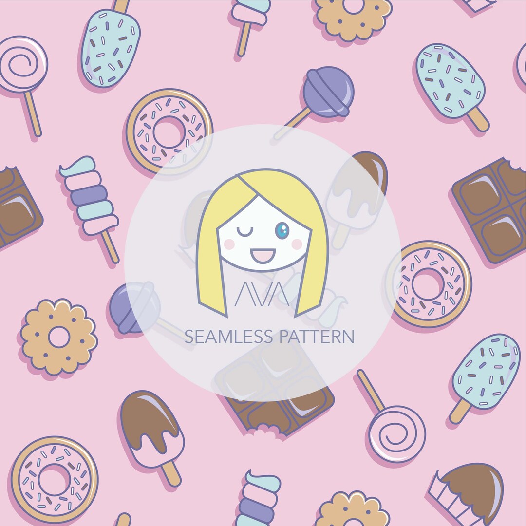 Pink Sweet Pattern Sweeties Pink - Repeat Print - Seamless Pattern - Digital Pattern ...