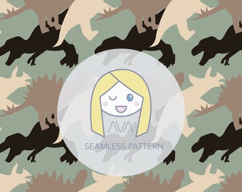 Dinos Khaki - repeat print - seamless pattern - digital pattern - surface textiles - digital paper - textile design