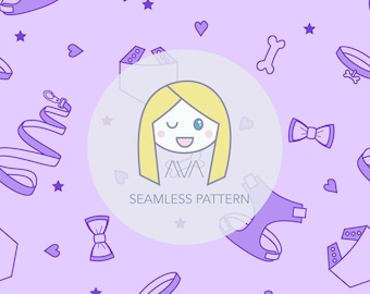 Dog Brand Lilac - repeat print - seamless pattern - digital pattern - surface textiles - digital paper - textile design