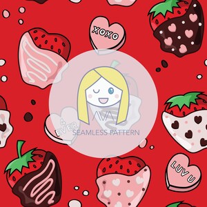 Chocolate strawberries red - repeat print - seamless pattern - digital pattern - surface textiles - digital paper - textile design
