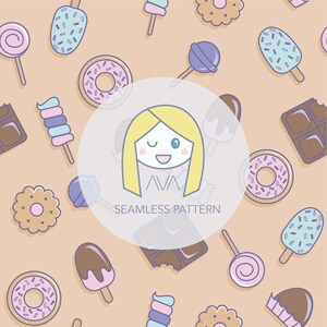 Sweeties biscuit - repeat print - seamless pattern - digital pattern - surface textiles - digital paper - textile design