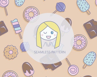 Sweeties biscuit - repeat print - seamless pattern - digital pattern - surface textiles - digital paper - textile design