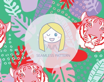 Tiger Green - repeat print - seamless pattern - digital pattern - surface textiles - digital paper - textile design