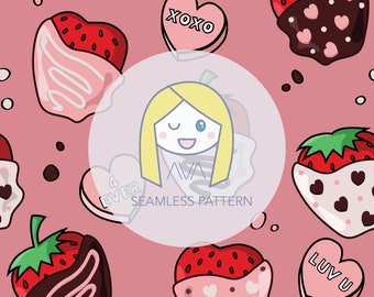 Chocolate strawberries pink - repeat print - seamless pattern - digital pattern - surface textiles - digital paper - textile design
