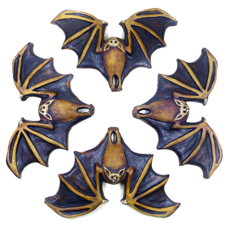 Black Bat Wall Plaque Large Design Garden Art Halloween Etsy UK
