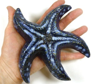 Blue Starfish Wall Plaque by Zoo Ceramics for Interior and Exterior Design Garden Bathroom Decor