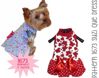 Dog Dresses Dog Clothes Patterns Pet Clothes Bella Rose Dog Dress Pattern 1557 Dog Harness Small Dog Clothes Bundle 3 Sizes