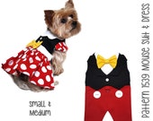 Mouse Dog Dress and Dog Suit Sewing Pattern 1539 - Inspired by your favorite cartoon mouse - Dog Costume - Dog Clothes - Dog Vest - Sm Med
