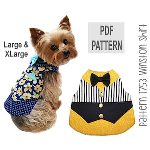 Winston Dog Vest PDF Sewing Pattern 1753 | Large & XLarge | Small Dog Wedding Vest Outfit | Medium Dog Harness Vest | Easy DIY Dog Vest
