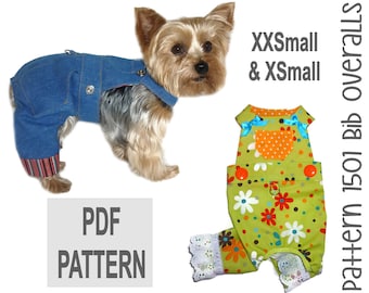 Dog Bib Overalls Sewing Pattern 1501 - Dog Jeans - Dog Cat Pants - Pet Bib Overalls - Dog Harness - Dog Clothes Sewing Patterns - XXSm & XSm