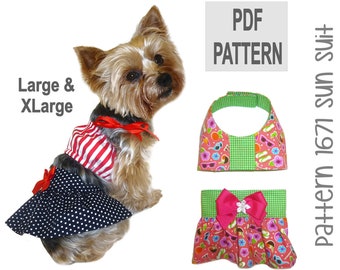 Dog Sun Suit Sewing Pattern Lg/XLg – PDF DIY Ruffle Bikini or Swimsuit Outfit