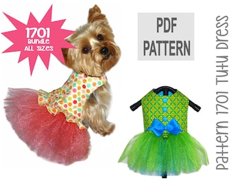 Dog Tutu Dress Sewing Pattern 1701 - Cat Tutu - Dog Dresses - Dog Clothes Patterns - Designer Dog Clothes - Dog Costumes - Bundle All Sizes