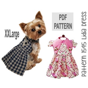Lidia Dog Dress Sewing Pattern 1545 | XXLarge | Classic Lapel Vest and Gathered Skirt | Vintage-Inspired Dog Dress PDF | Instant Download