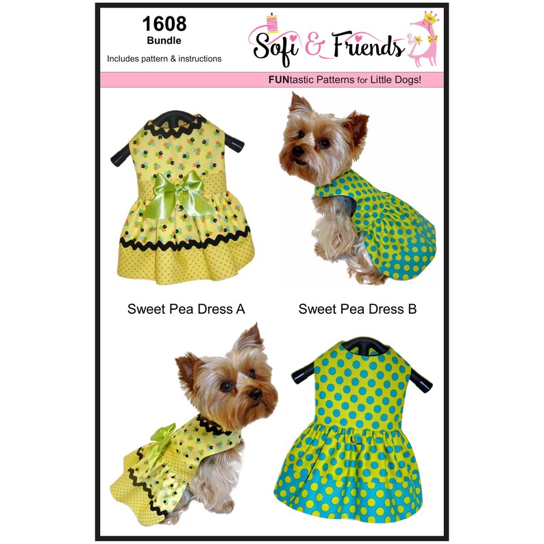 Sweet Pea Dog Dress Sewing Pattern 1608 Pet Dog Clothes Etsy