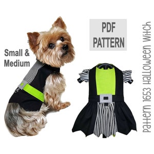 Witch Dog Dress and Dog Vest Sewing Pattern 1653 - Dog Halloween Costume Patterns - Dog Clothes Patterns - Pet Costume Patterns - Sm & Med