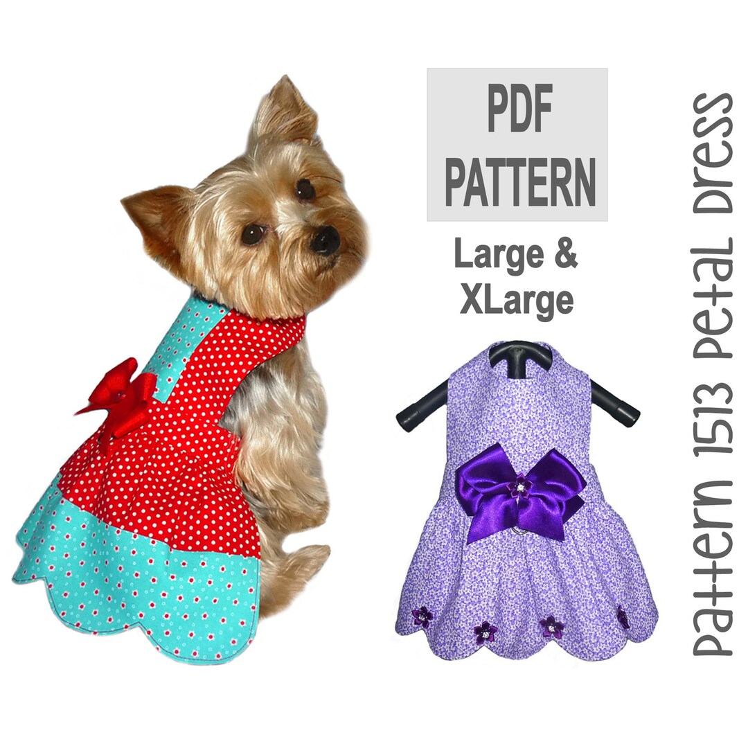 Petal Dog Dress Sewing Pattern 1513 Dog Clothes Patterns Dog Dresses Pet Dress Pattern Dog