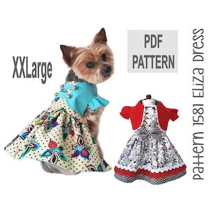 Eliza Dog Dress Sewing Pattern 1581 | XXLarge | DIY Dog Clothes Pattern PDF | Adorable Dog Dress Pattern with Bolero Vest & Ruffle Skirt