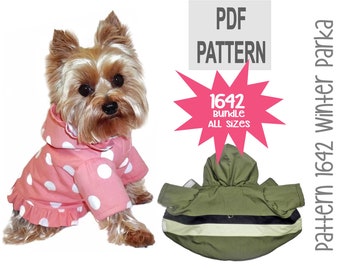 Winter Dog Coat Sewing Pattern 1642 - Dog Clothes Patterns - Dog Coats - Dog Jackets - Pet Jackets - Designer Dog Clothes - Bundle All Sizes