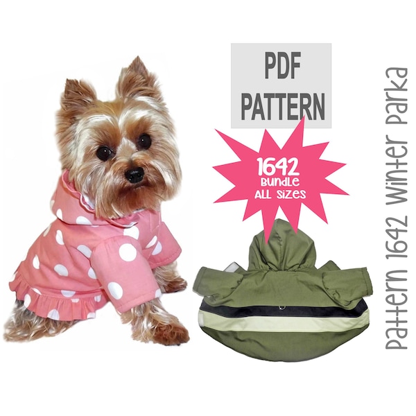 Winter Dog Coat Sewing Pattern 1642 - Dog Clothes Patterns - Dog Coats - Dog Jackets - Pet Jackets - Designer Dog Clothes - Bundle All Sizes