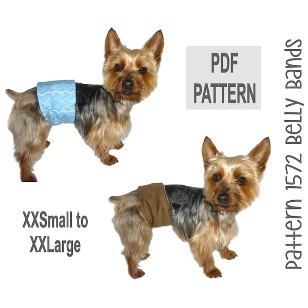 Dog Belly Band Sewing Pattern 1572 - Male Dog Diapers - Pet Diapers - Dog Potty Pad - Dog Training Pads - Puppy Training Pads - XXSm to XXLg