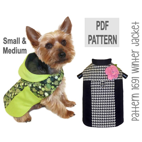 Winter Dog Jacket Sewing Pattern 1691 - Winter Dog Coats - Winter Dog Clothing - Small Dog Coats - Dog Jackets - Dog Lover Gifts - Sm & Med