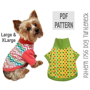 Dog Turtleneck PDF Pattern 1756 | Large & XLarge | Stylish Winter Knit Dog Shirt | Easy Pullover for Cold Weather | DIY Small Dog Clothes