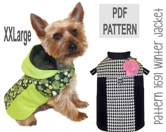 Winter Dog Jacket Sewing Pattern 1691 - Winter Dog Coats - Winter Dog Clothing - Small Dog Coats - Dog Jackets - Dog Lover Gifts - XXLarge