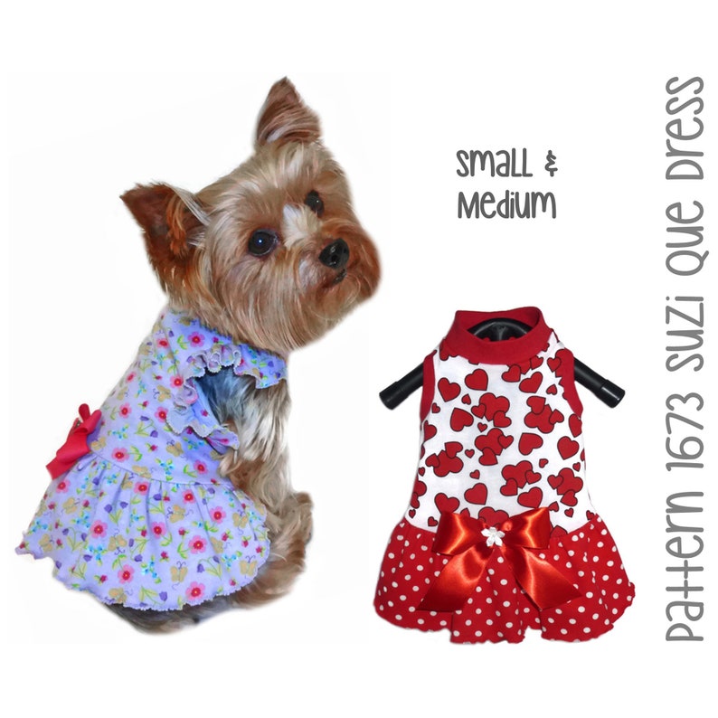 Suzi Que Dog Dress Sewing Pattern 1673 - Dog Summer Clothes - Dog Dresses - Pet Dog Clothes Pattern - Dog Clothing - Dog Apparel - Sm & Med 