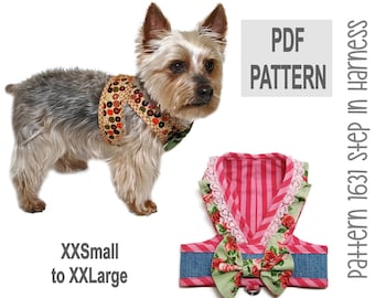 Step In Dog Harness Sewing Pattern 1631 - Small Dog Harness - Pet and Cat Harness - Dog Clothes Patterns - Dog Harness Vest - XXSm to XXLg