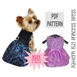 Princess Dog Dress PDF Sewing Pattern 1521 | Bundle 3 Sizes | Elegant Rhinestone DIY Dog Dress for Weddings, Birthdays, n&#39; Special Occasions