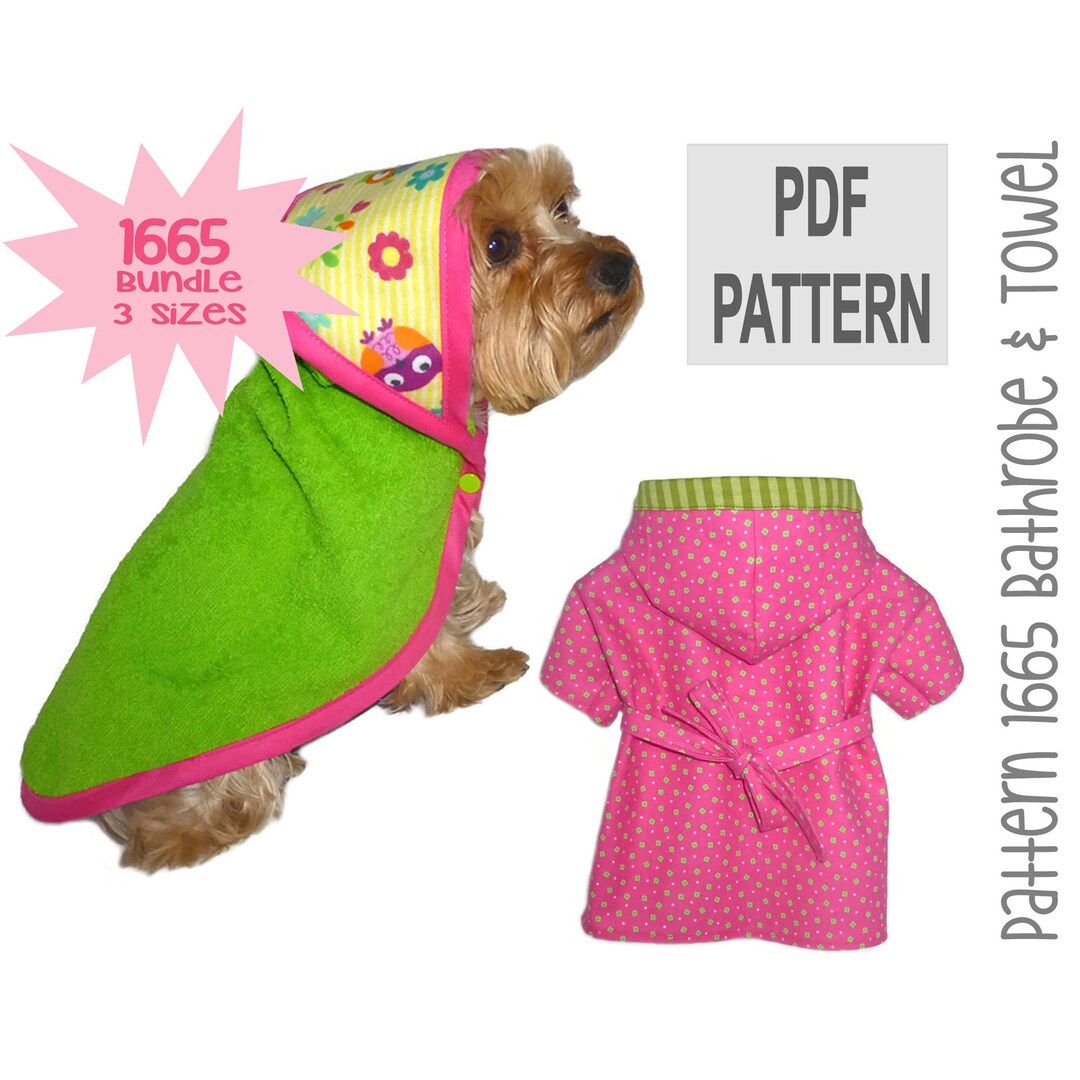 Dog Bathrobe and Towel Sewing Pattern 1665 Dog Clothes Patterns Dog