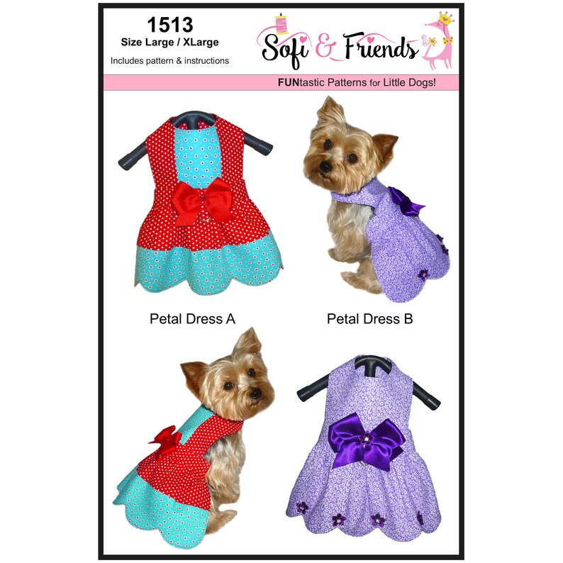 Petal Dog Dress Sewing Pattern 1513 Dog Clothes Patterns Etsy