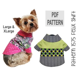 Felix Dog Shirt PDF Pattern 1575 | Large-XLarge | Color Block Dog Shirt Sewing Pattern | Mid Century Modern DIY Dog Shirt | Instant Download