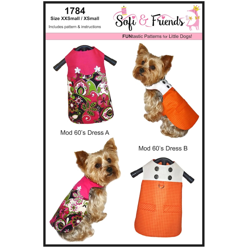 Mod 60's Dog Dress Sewing Pattern 1784 Small Dog Clothes Etsy